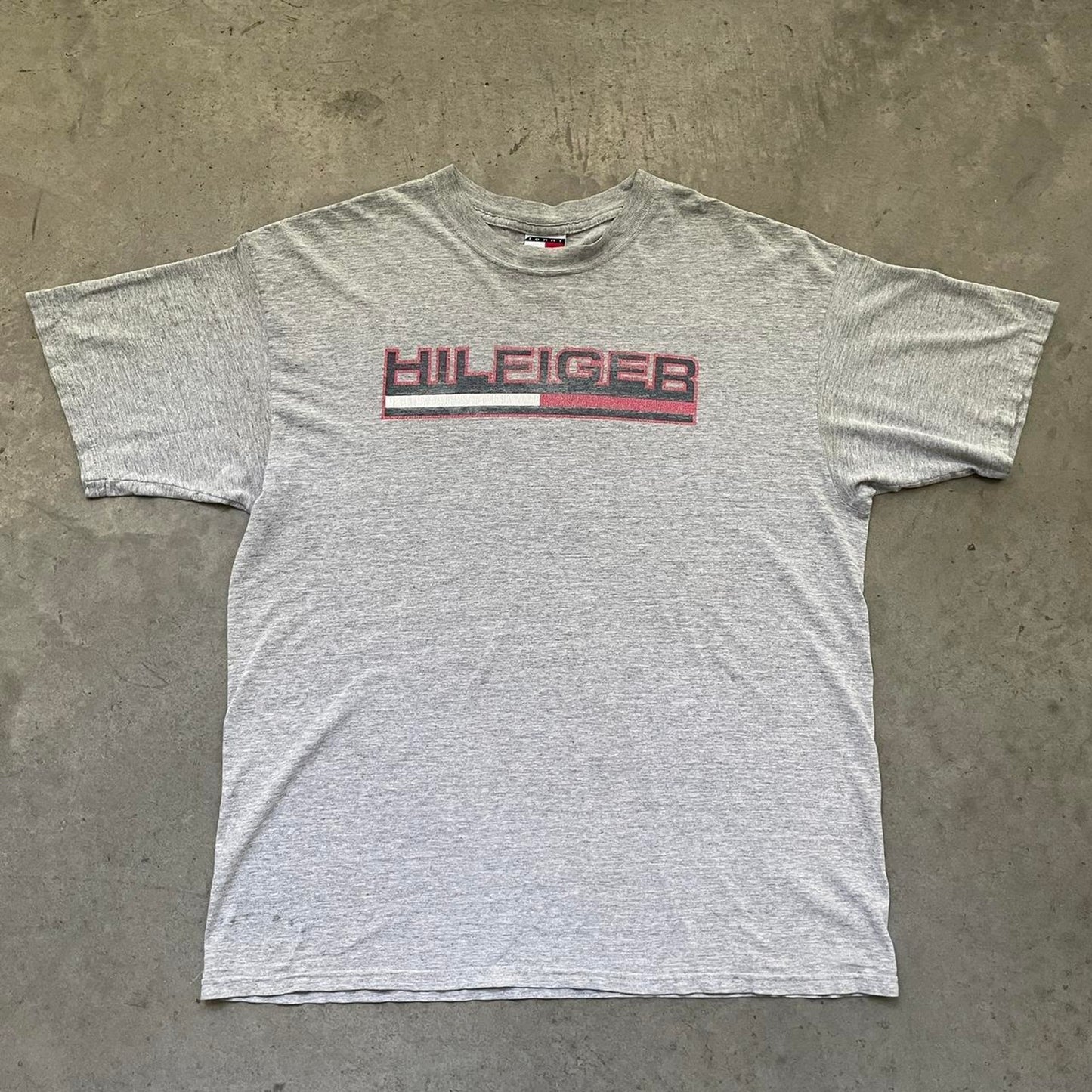 Vintage Tommy Hilfiger Grey Spell-out Logo T-shirt