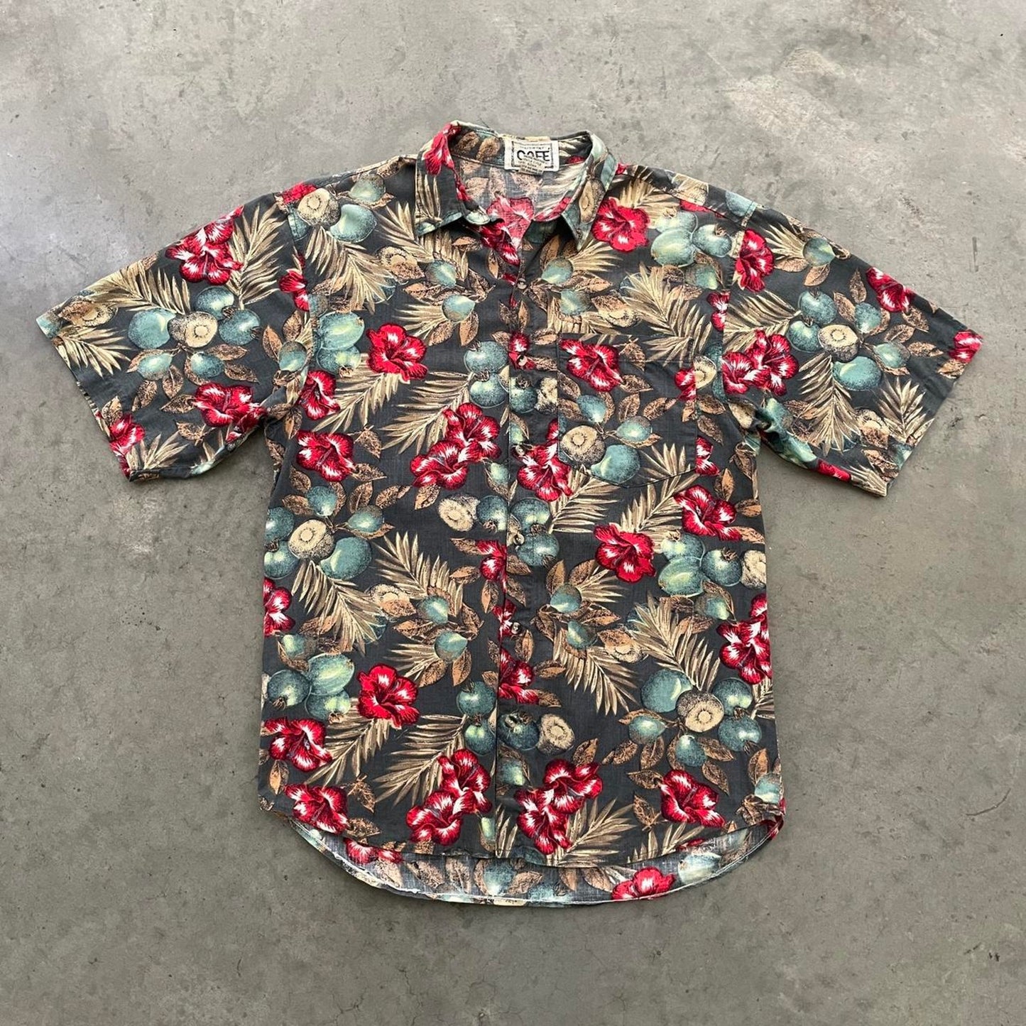 Vintage Café Grey Tropical Hawaiian Shirt