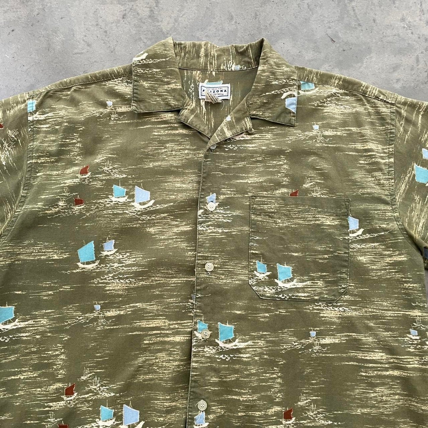 Vintage Arizona Jeans Green Sailboat Shirt