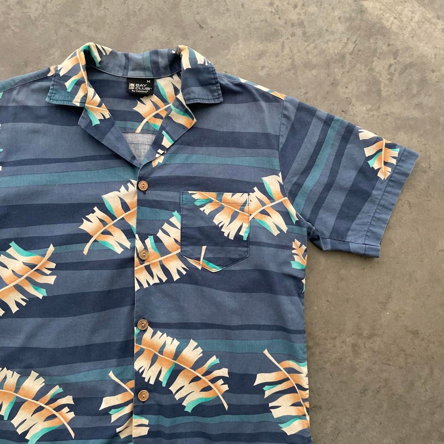 Vintage Bay Club Blue Tropical Hawaiian Shirt