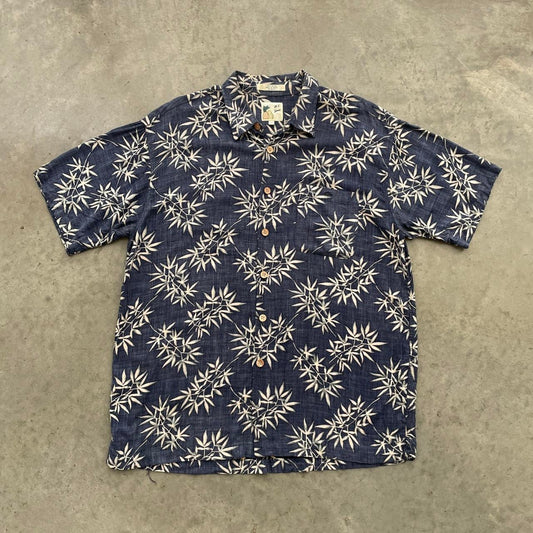 Vintage M. E. Sport Navy Blue Rayon Hawaii Shirt