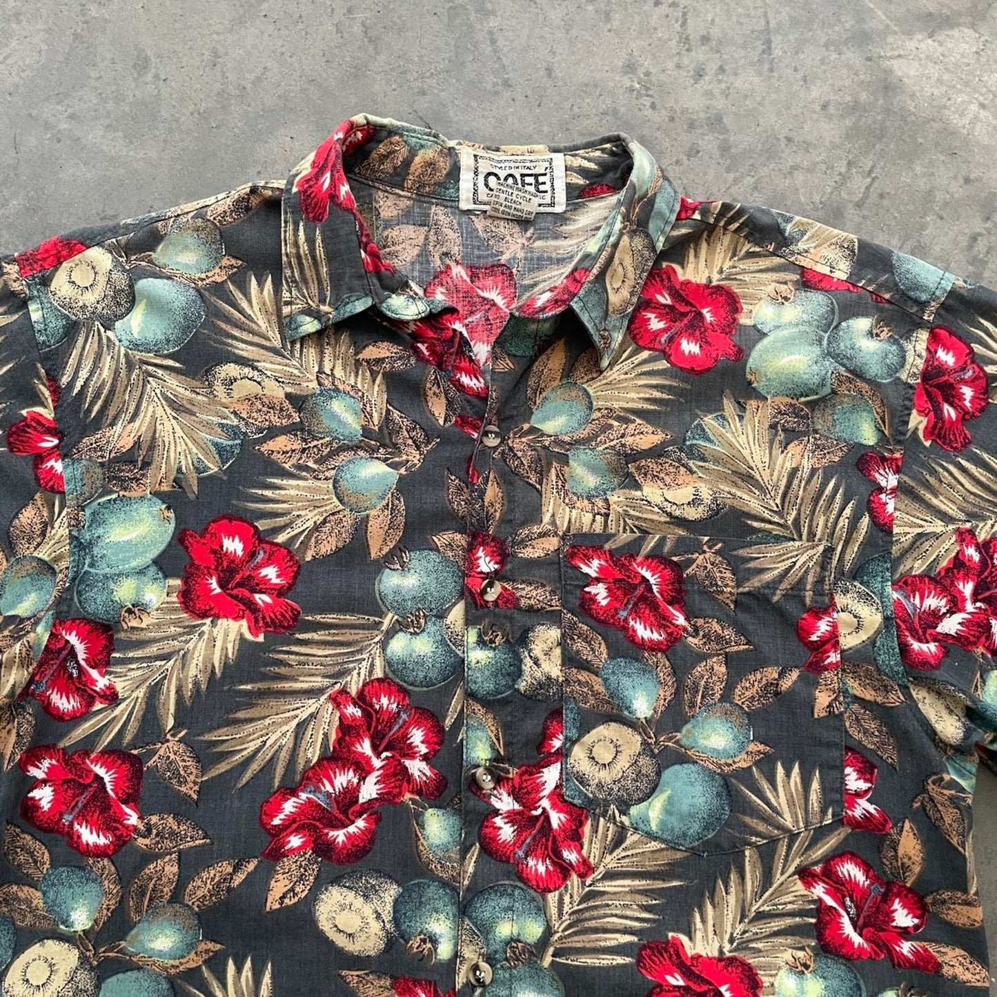 Vintage Café Grey Tropical Hawaiian Shirt