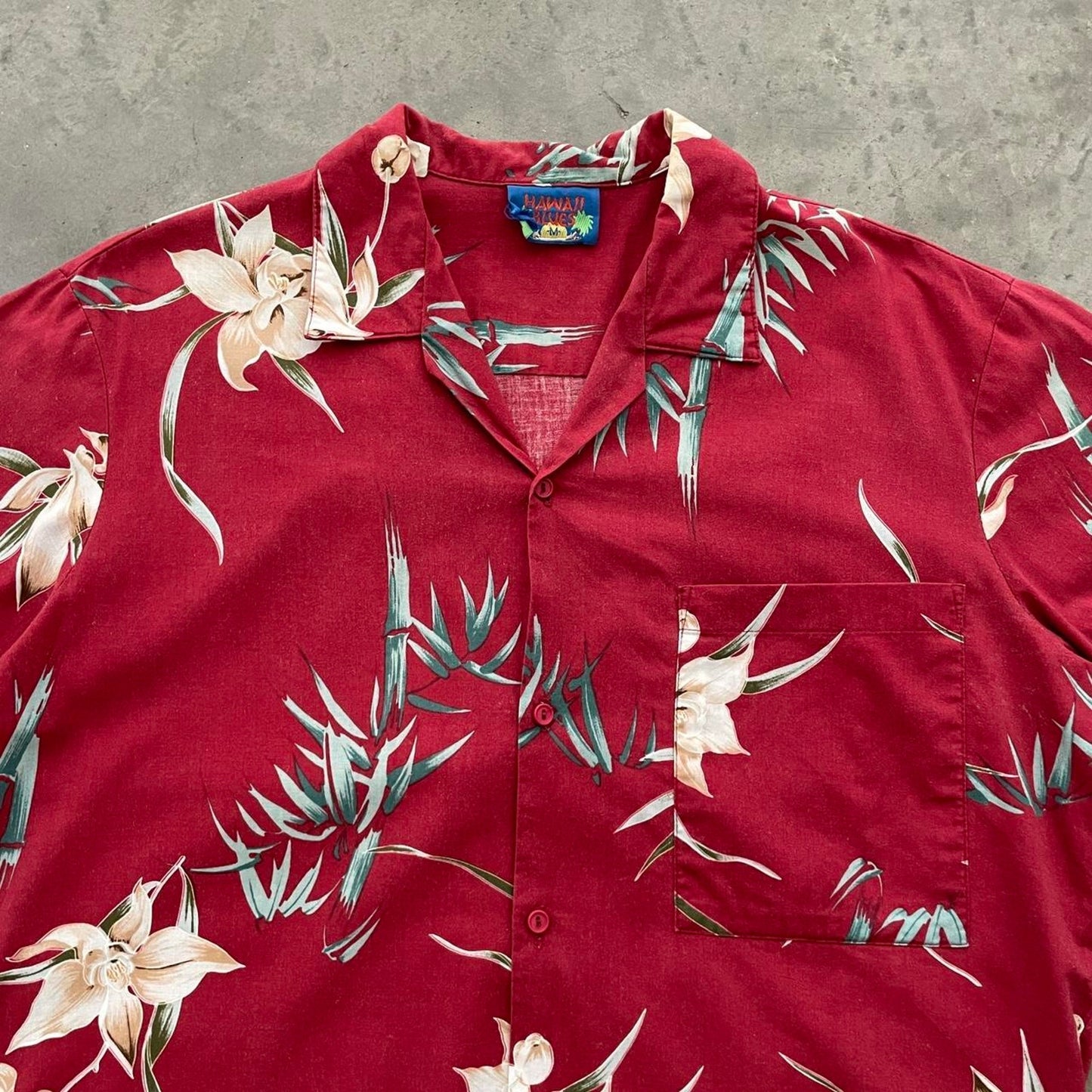 Vintage Hawaii Blues Red Floral Hawaiian Shirt