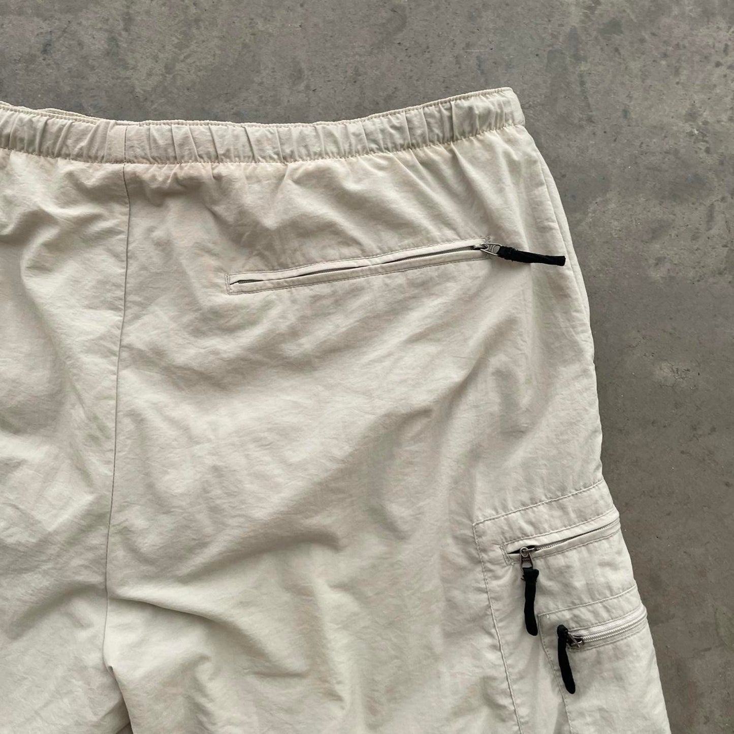 Vintage Cream Nylon Cargo Shorts