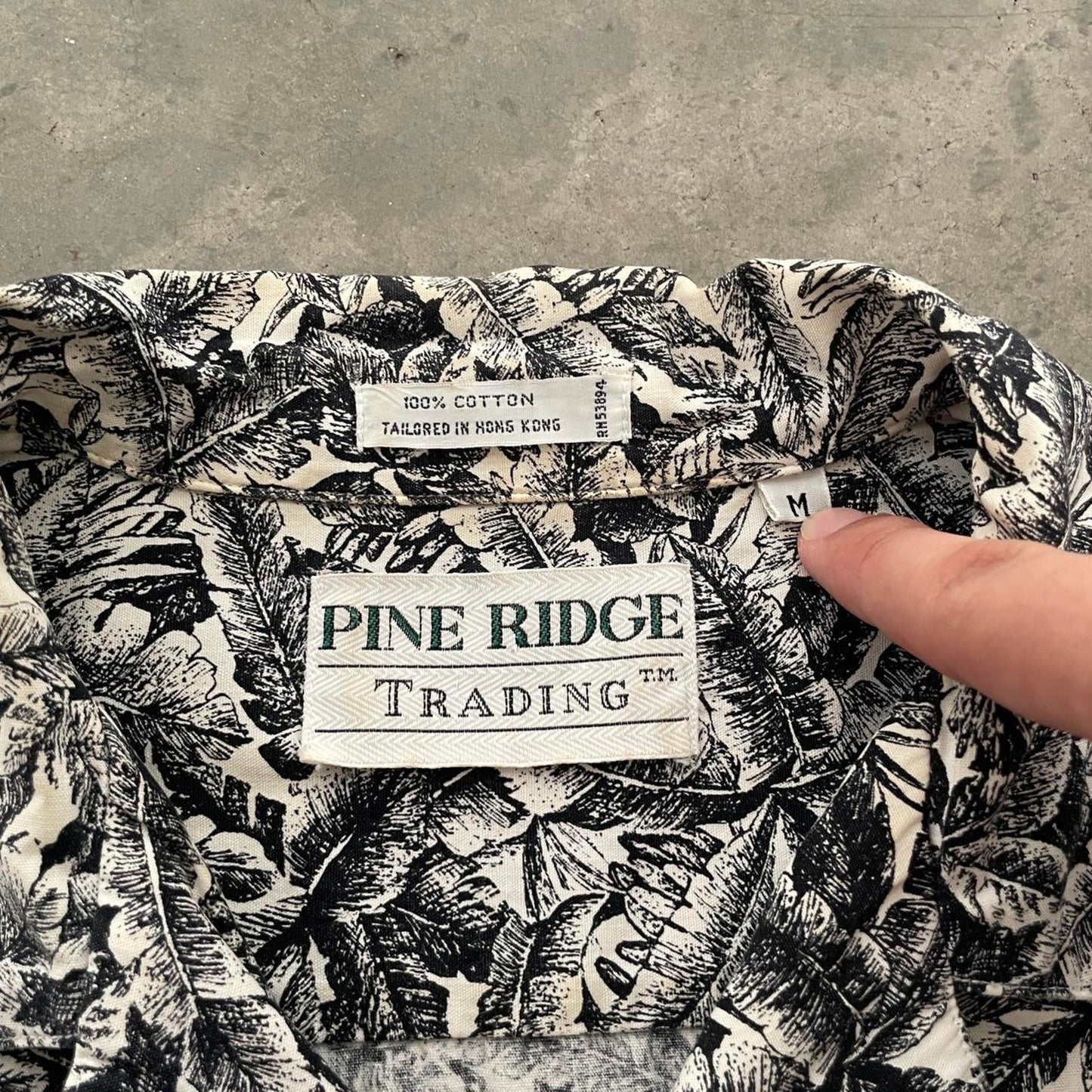 Vintage Pine Ridge Black and White Tropical Shirt