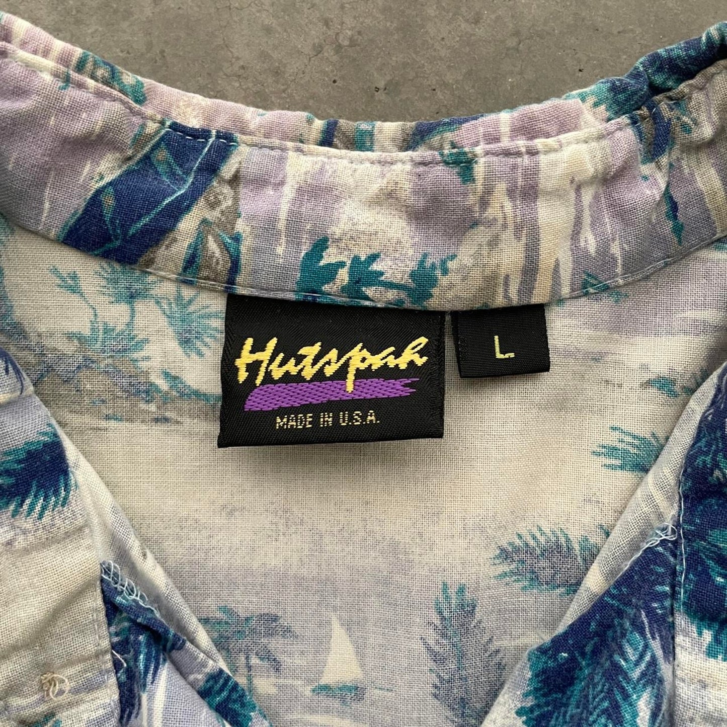 Vintage Hutspah Blue Tropical Island Hawaiian Shirt