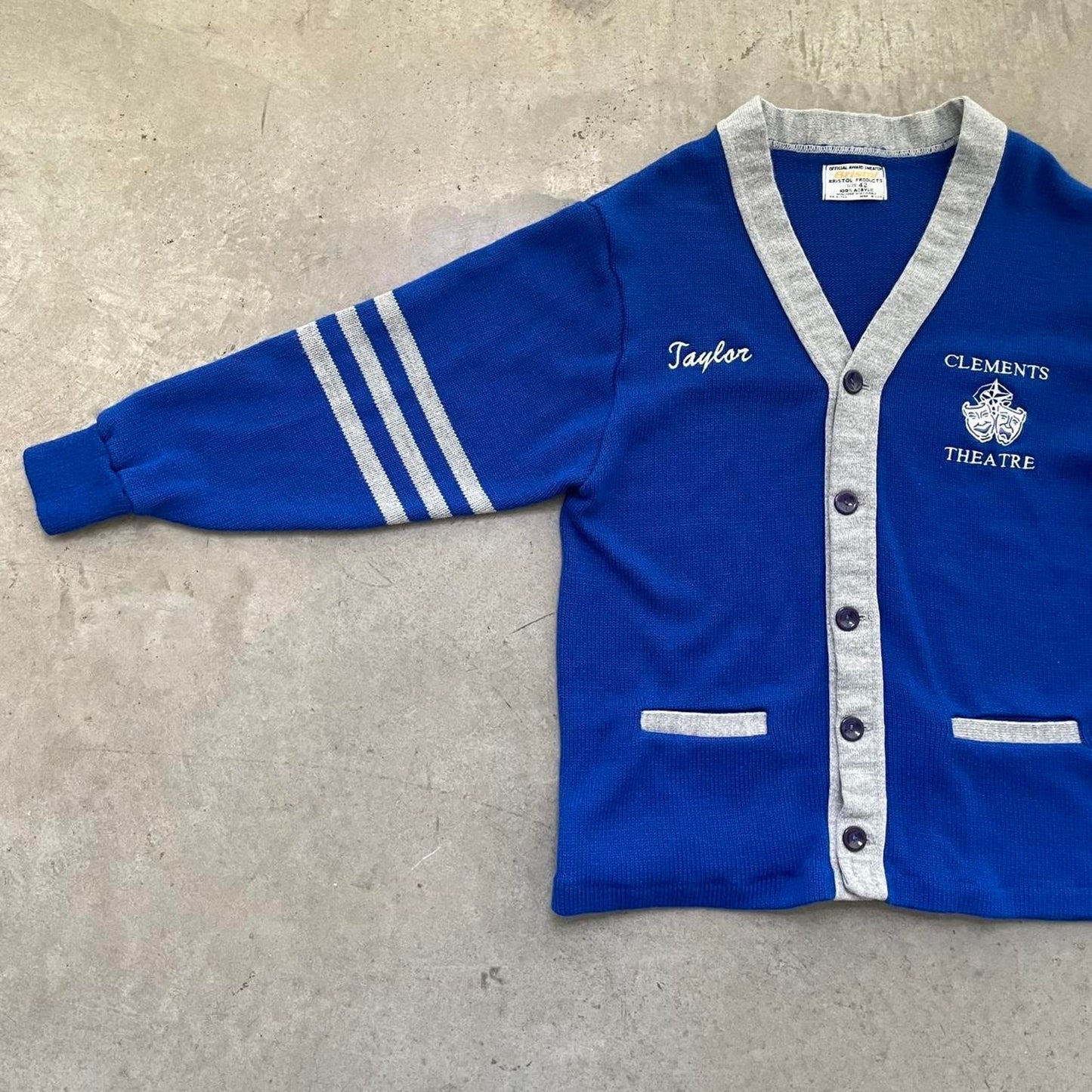 Vintage 90s Clements Theatre “Taylor” Blue Cardigan