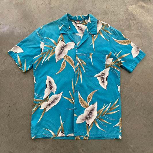 Vintage Hawaii Blues Blue Floral Hawaiian Shirt