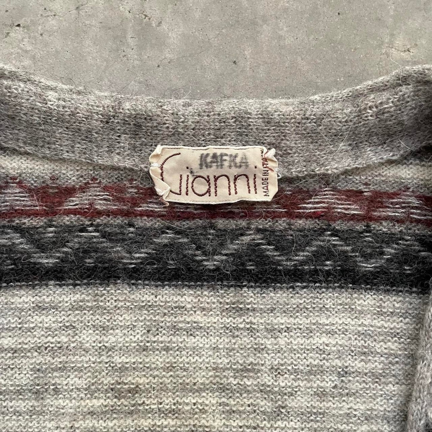 Vintage Gianni Grey Patterned Cardigan Sweater