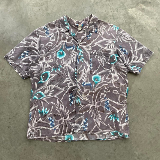 Vintage Hawaii Blues Grey Hawaiian Shirt