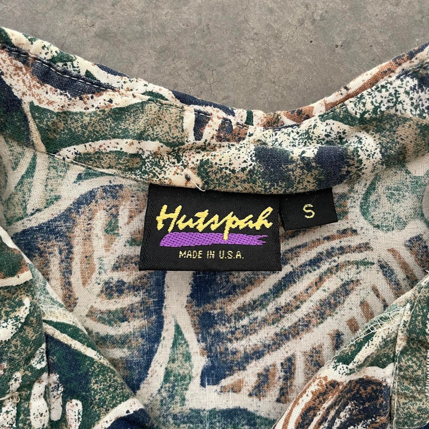 Vintage Hutspah Navy and Green Floral Hawaiian Shirt