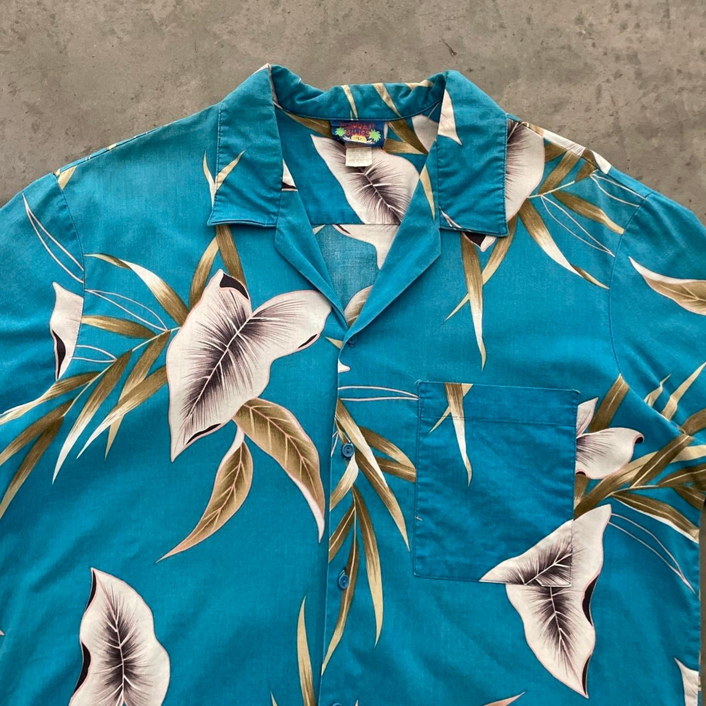 Vintage Hawaii Blues Blue Floral Hawaiian Shirt