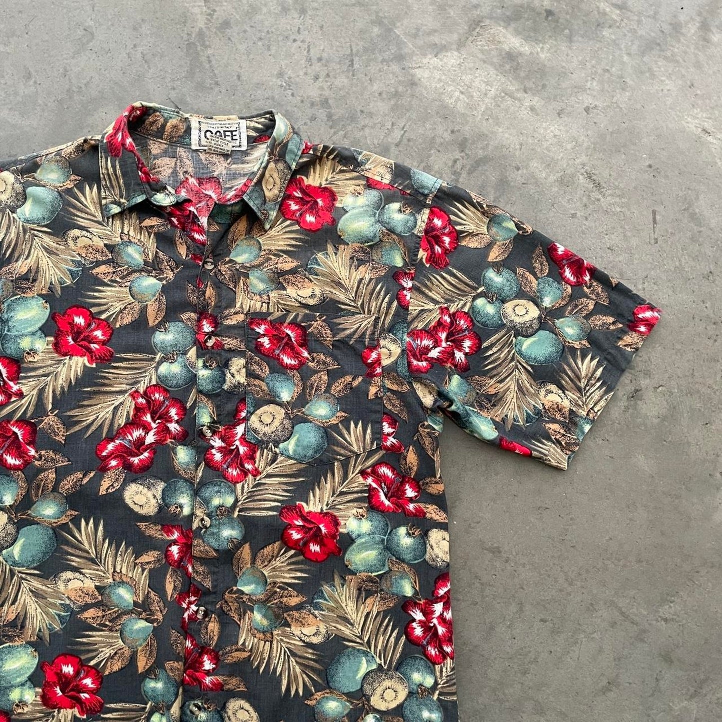 Vintage Café Grey Tropical Hawaiian Shirt