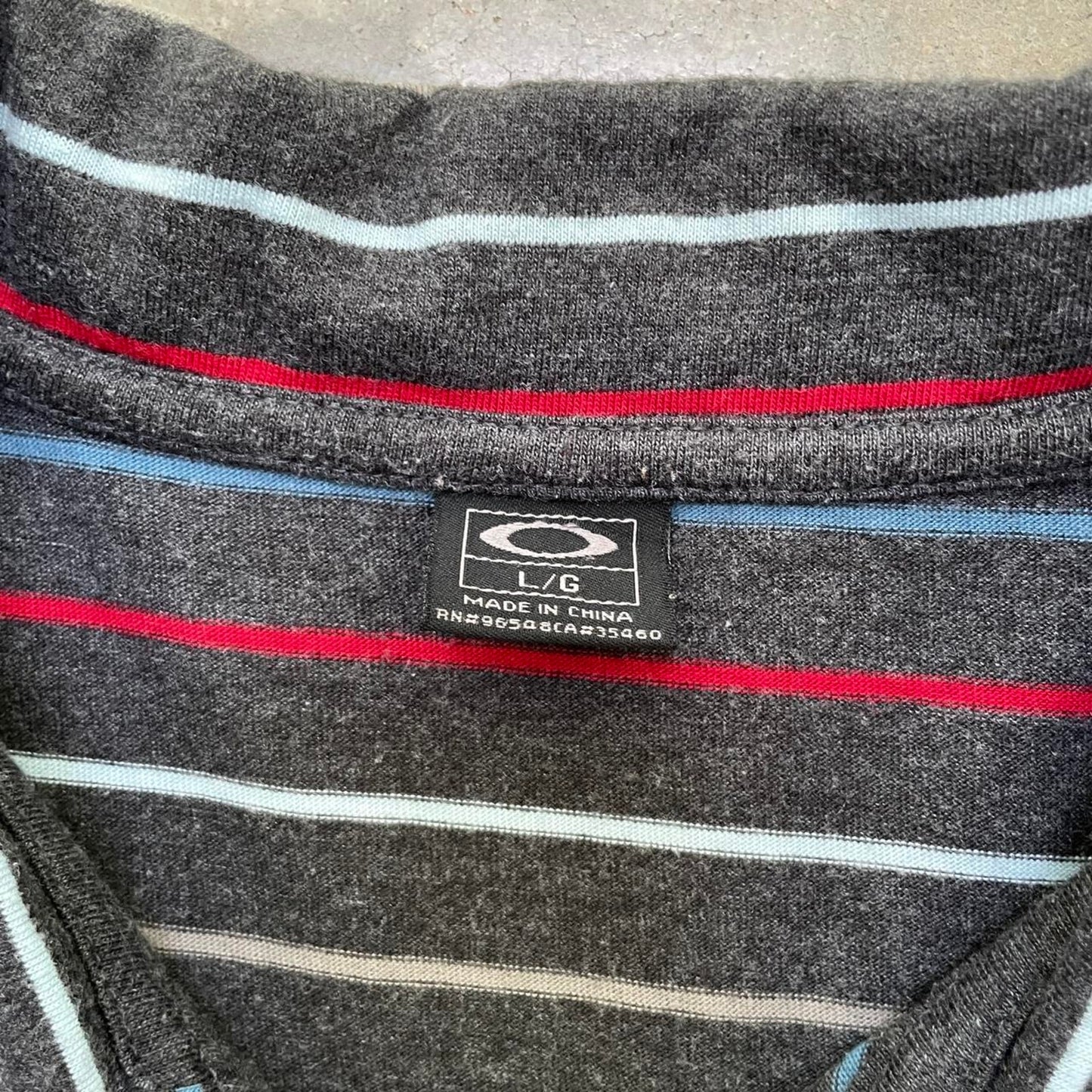 Vintage Oakley Striped Charcoal Polo Shirt