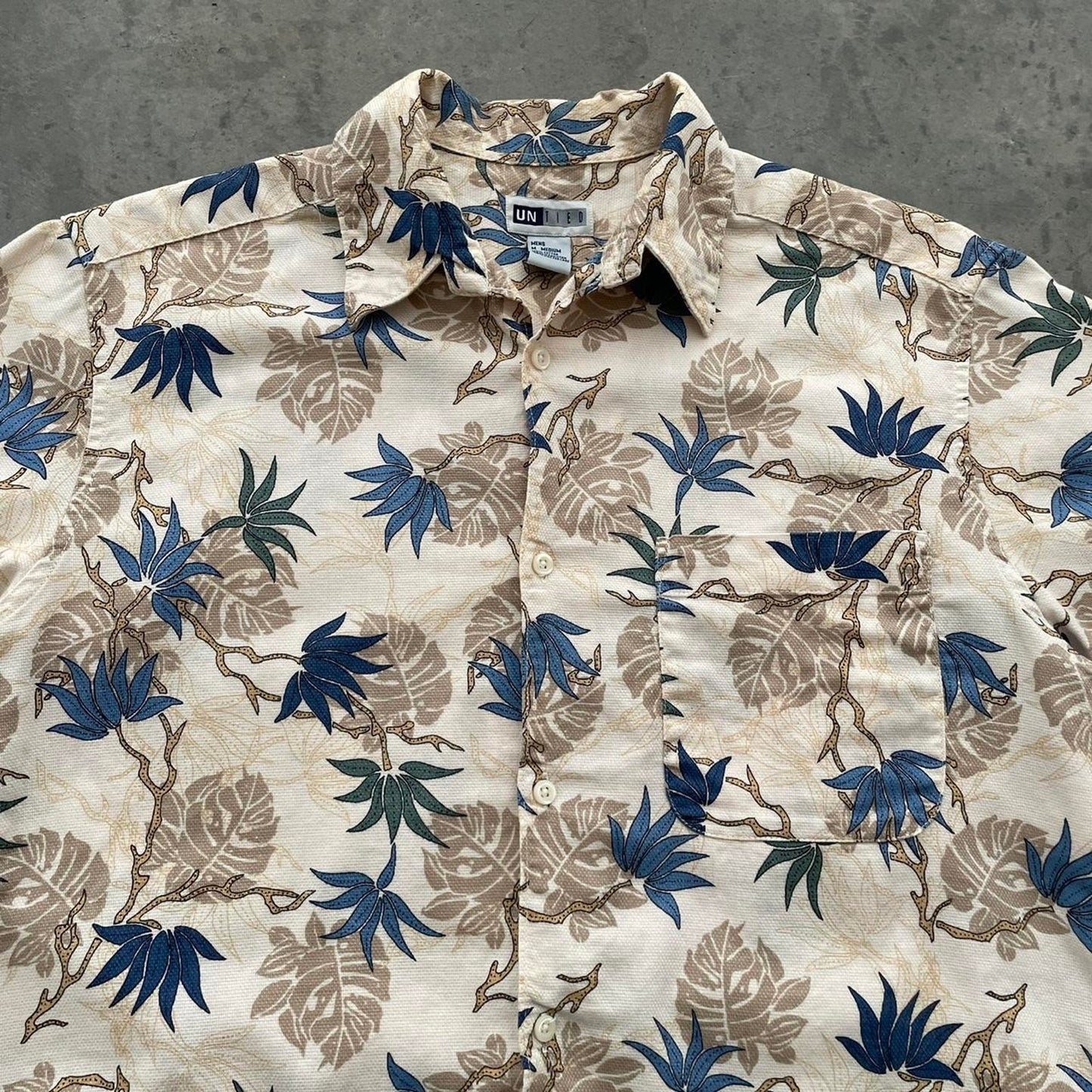 Vintage Untied Cream Tropical Hawaiian Shirt