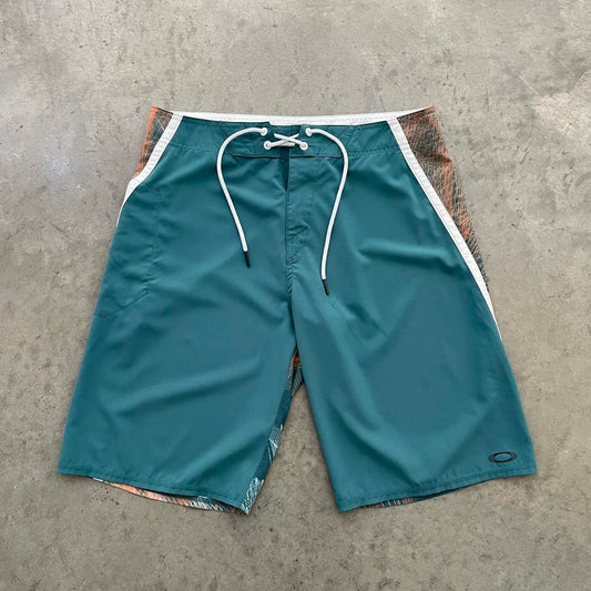 Oakley Teal and Orange Swim Trunks