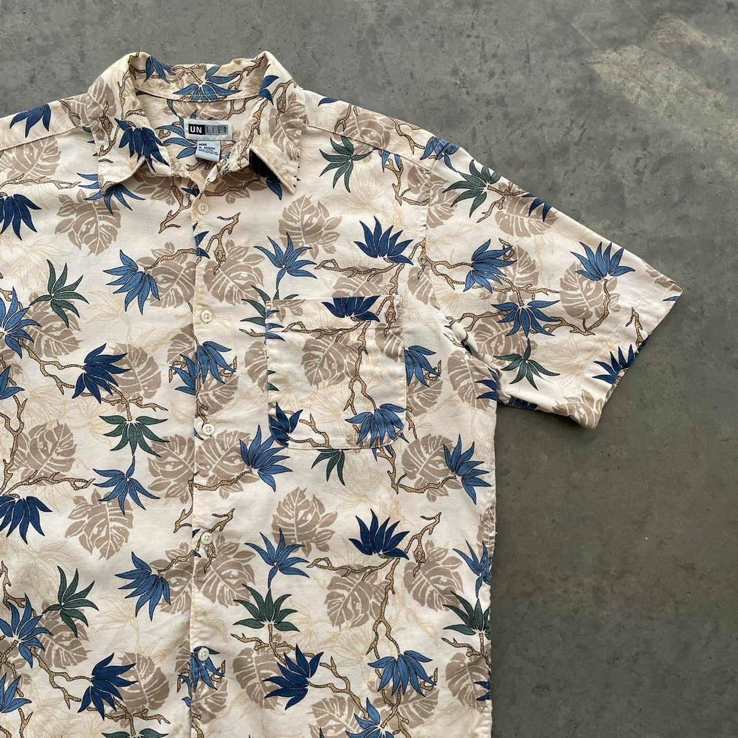 Vintage Untied Cream Tropical Hawaiian Shirt