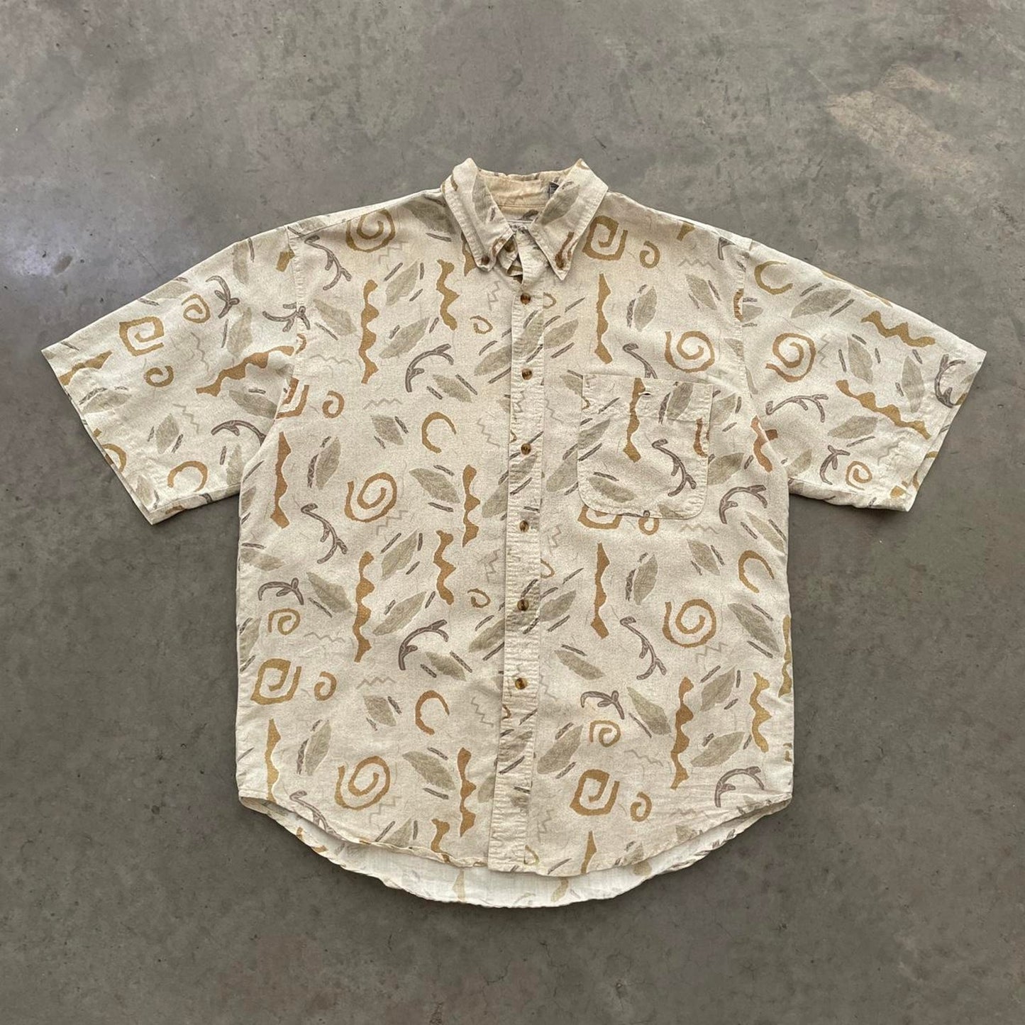 Vintage Bugle Boy Company Beige Patterned Shirt