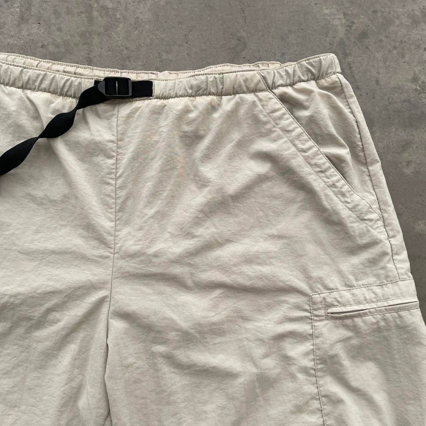 Vintage Cream Nylon Cargo Shorts