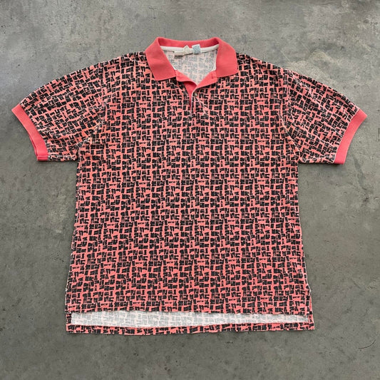 Vintage Salmon Patterned Polo Shirt