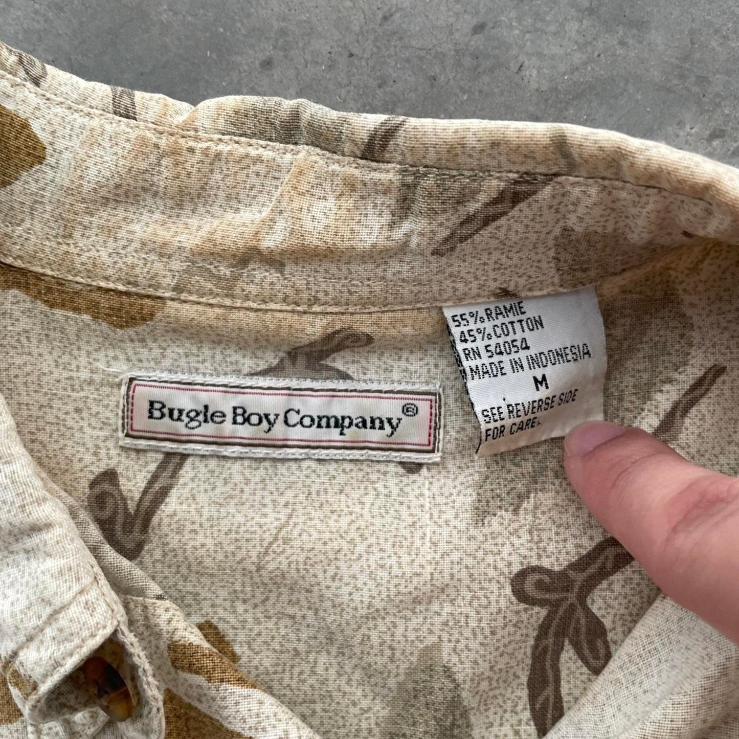 Vintage Bugle Boy Company Beige Patterned Shirt