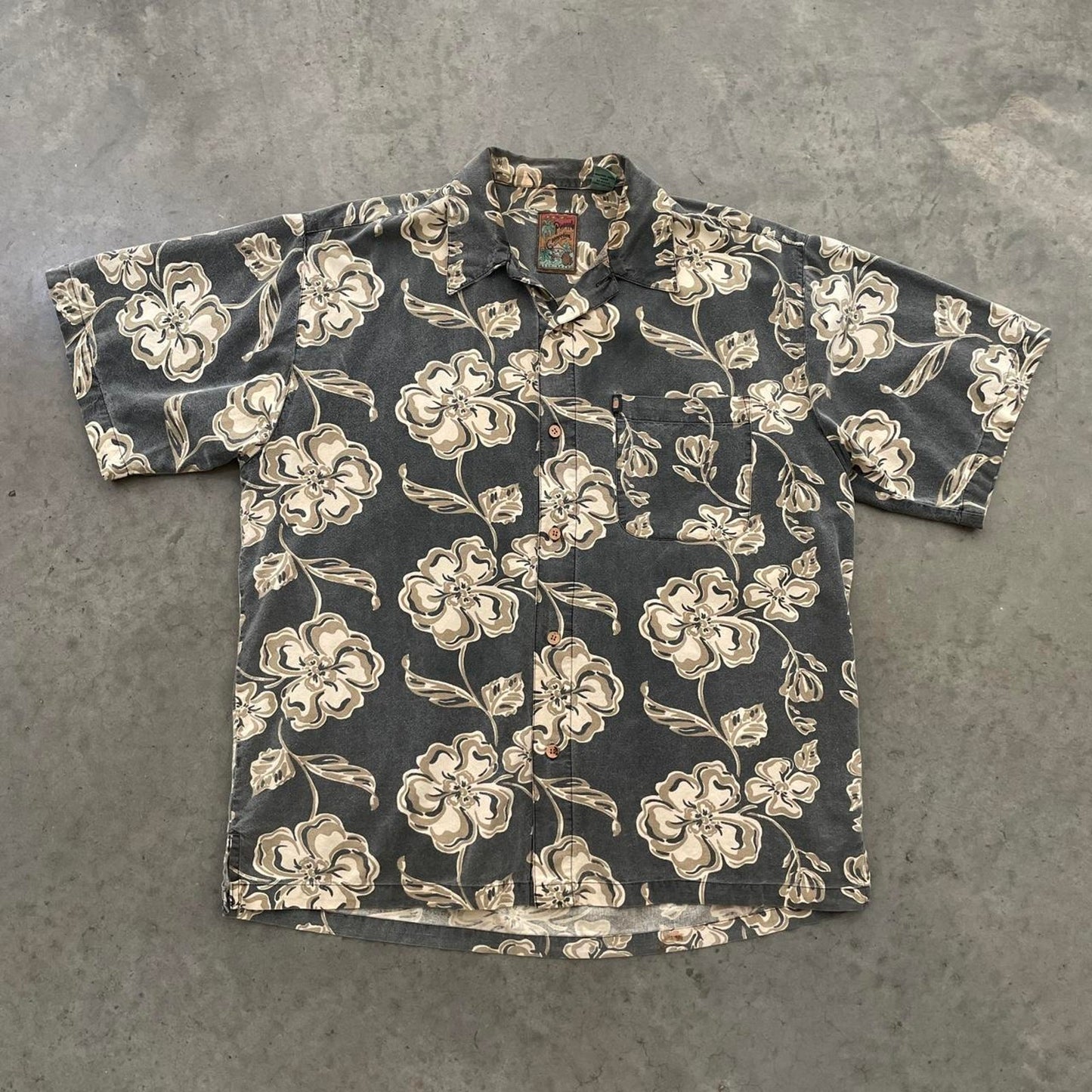 Vintage Pineapple Connection Brown Floral Hawaiian Shirt