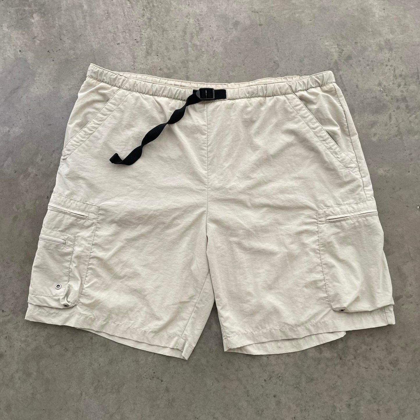 Vintage Cream Nylon Cargo Shorts