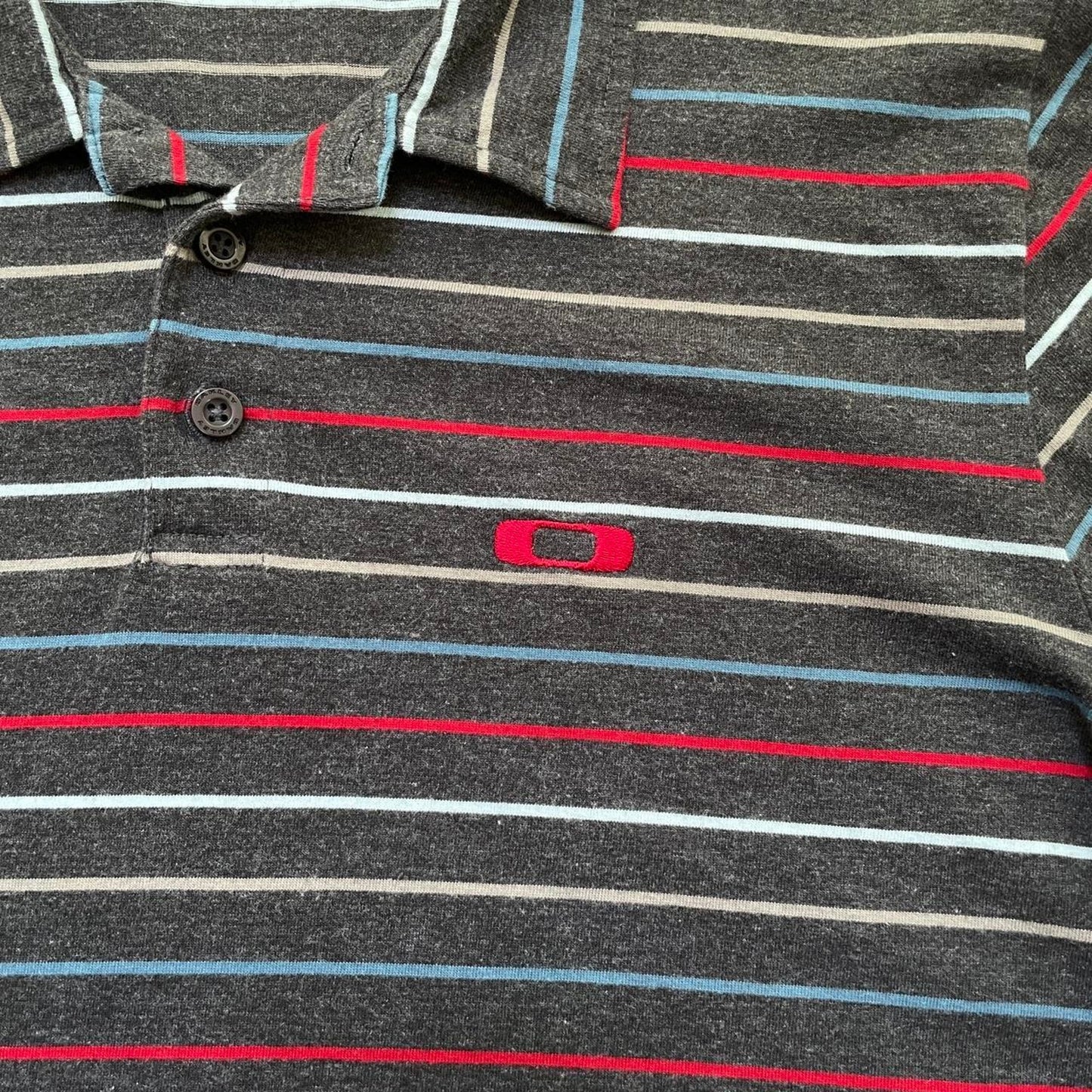 Vintage Oakley Striped Charcoal Polo Shirt