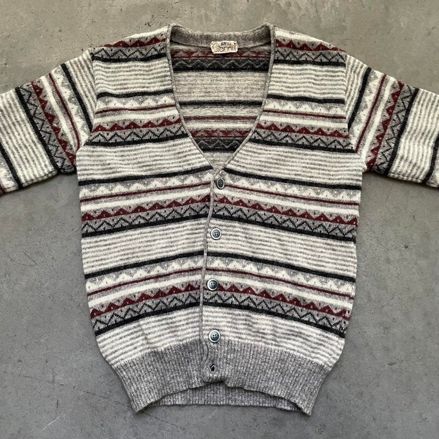 Vintage Gianni Grey Patterned Cardigan Sweater