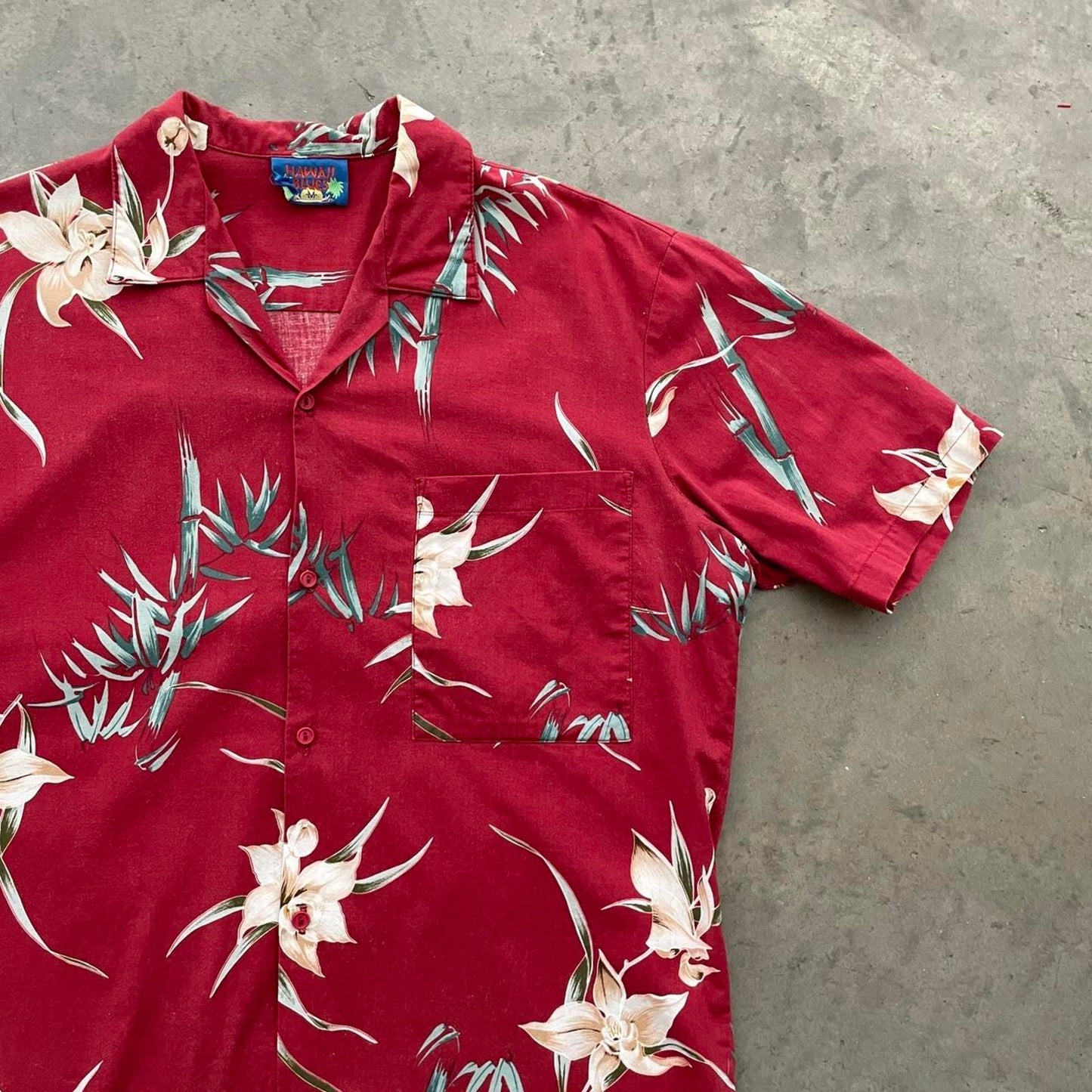 Vintage Hawaii Blues Red Floral Hawaiian Shirt