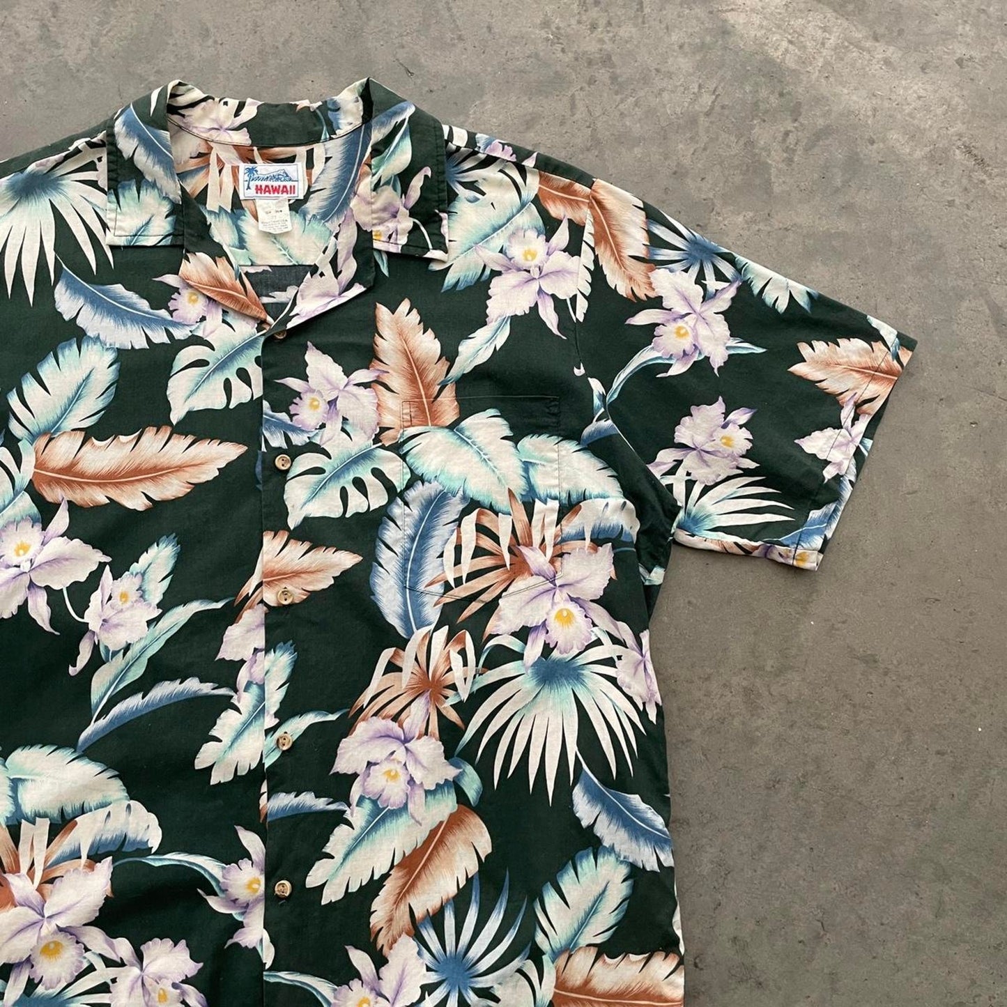 Vintage Hawaii Black Floral Hawaiian Shirt