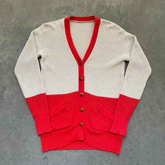 Fossil Two Tone Cream and Red Cardigan Sweater