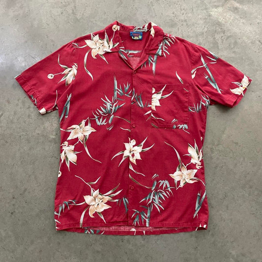 Vintage Hawaii Blues Red Floral Hawaiian Shirt