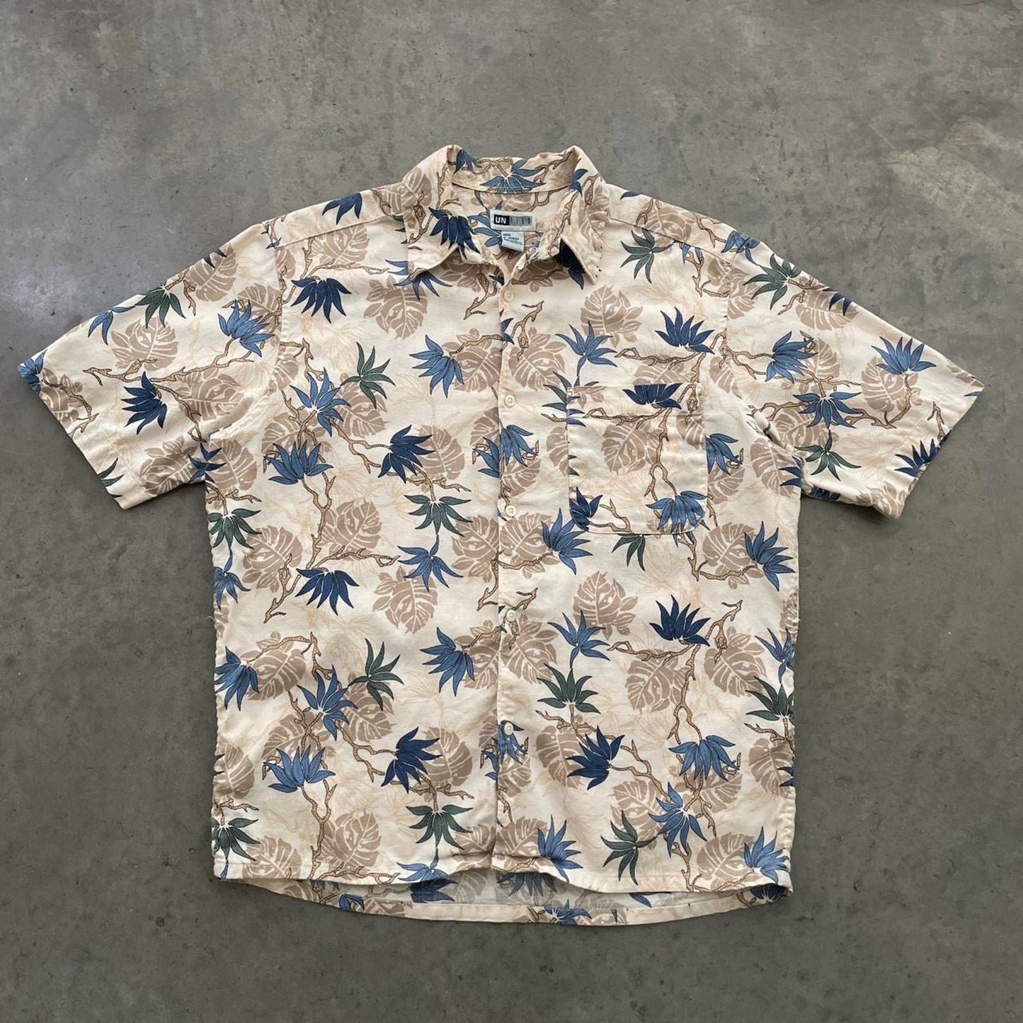 Vintage Untied Cream Tropical Hawaiian Shirt