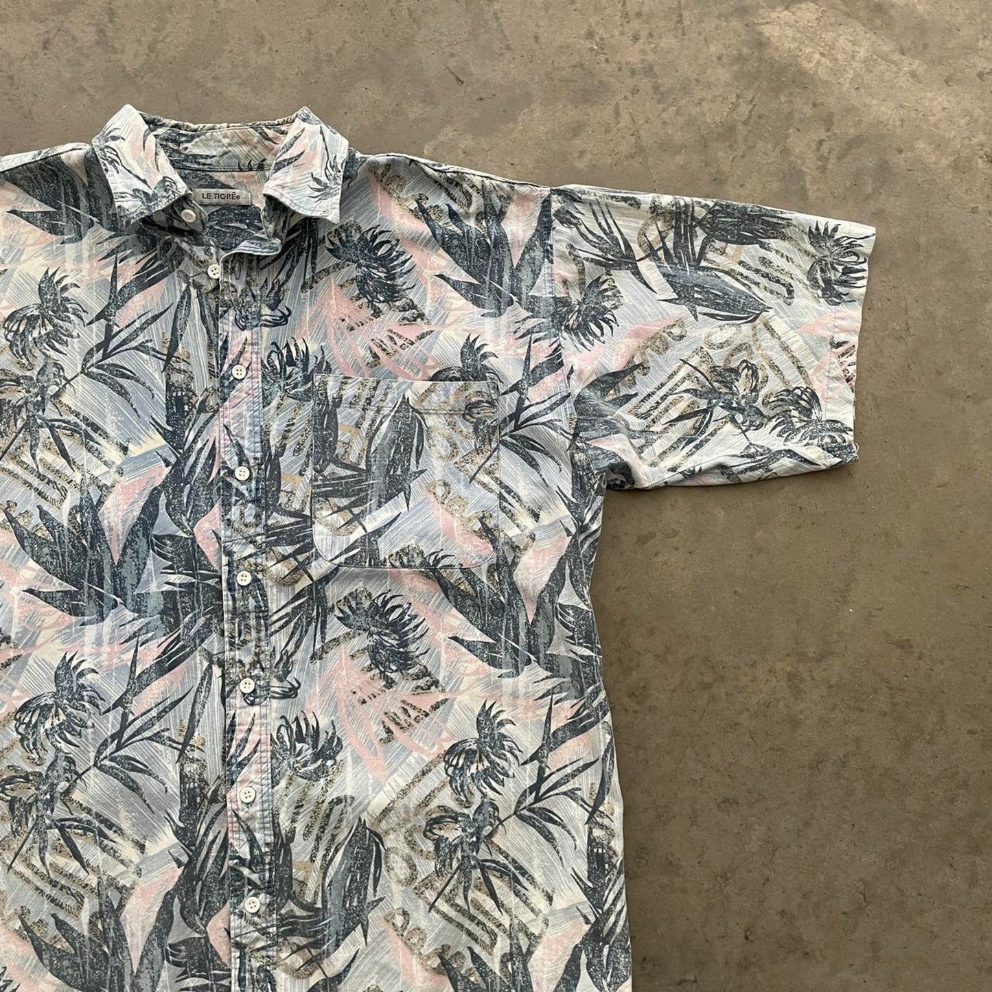 Vintage Le Tigre Light Blue Tropical Button Up Shirt