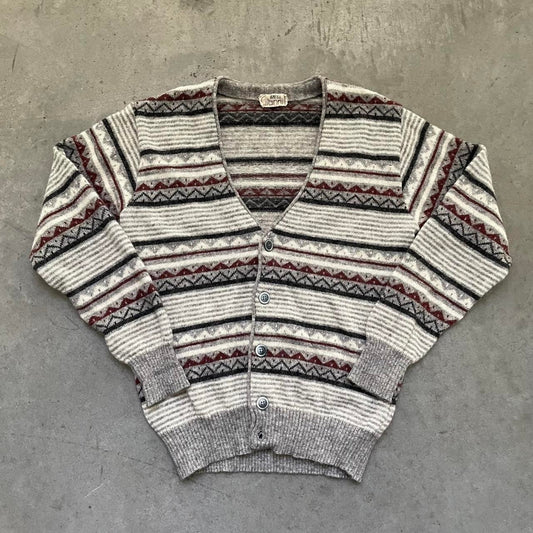 Vintage Gianni Grey Patterned Cardigan Sweater