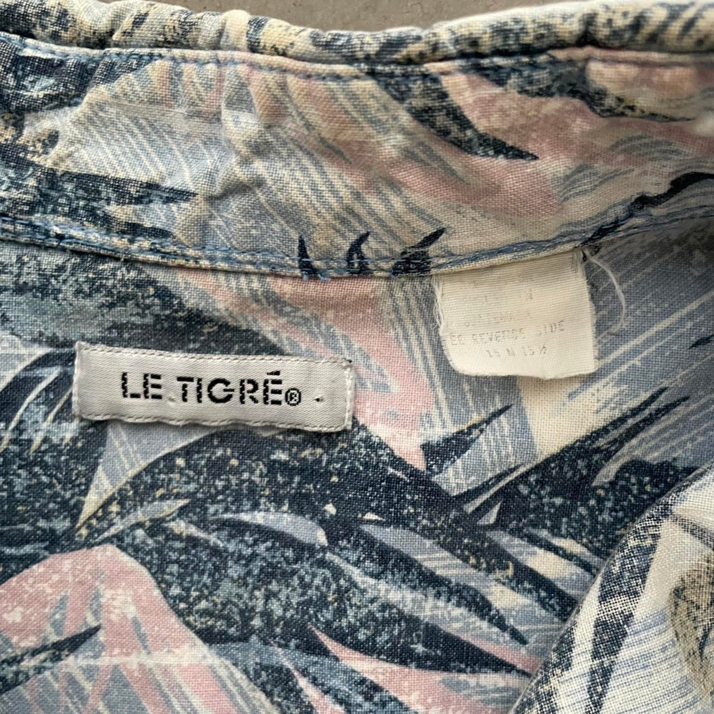 Vintage Le Tigre Light Blue Tropical Button Up Shirt