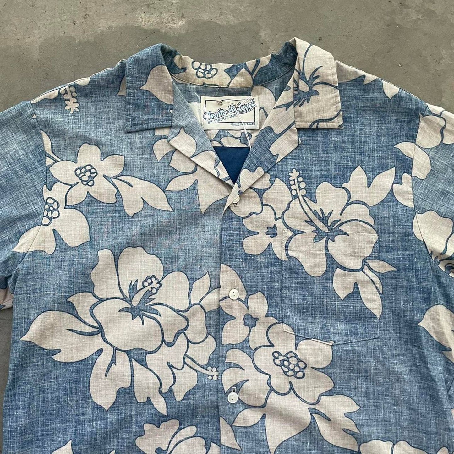 Vintage Blue Floral Hawaiian Shirt