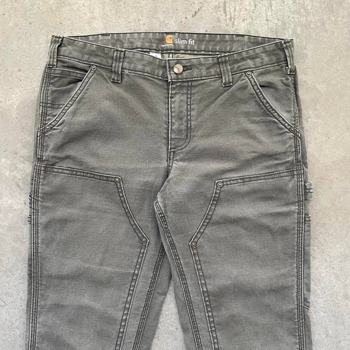 Carhartt Green Double Knee Slim Fit Pants