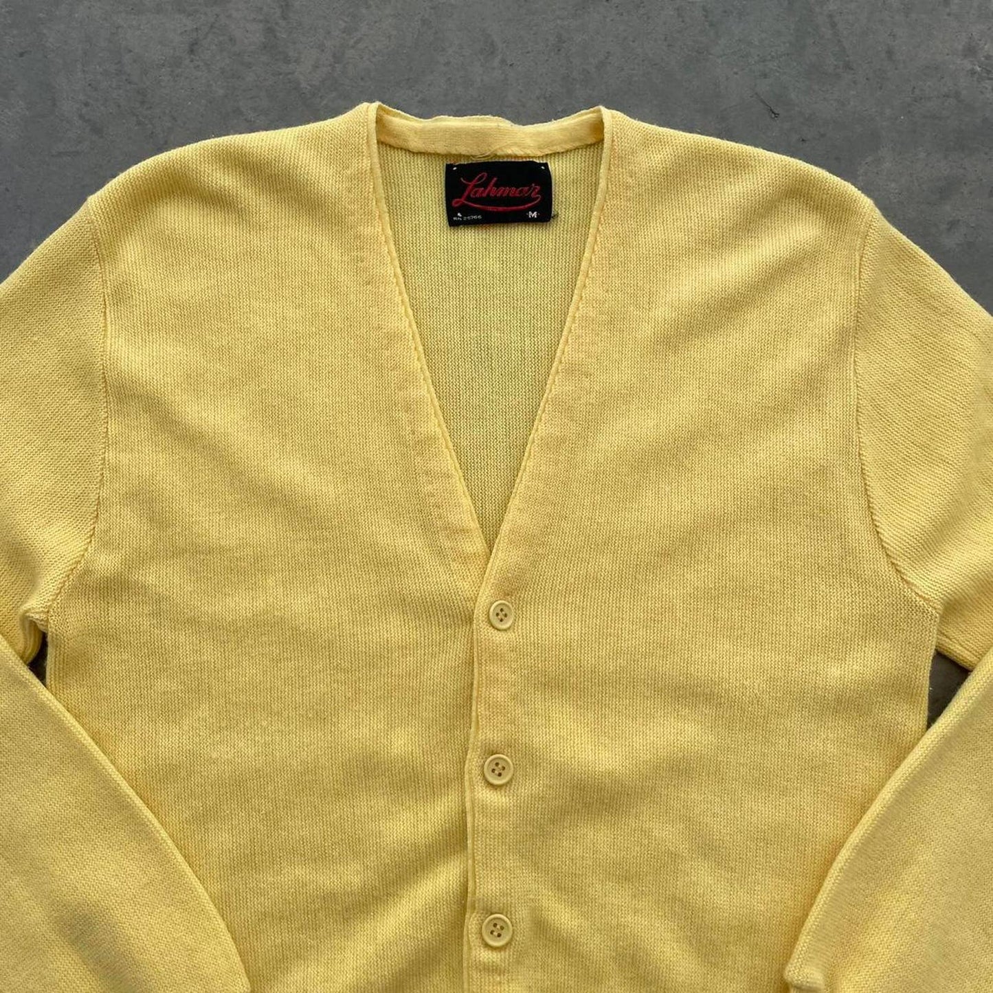 Vintage 80s Pastel Yellow Cardigan Sweater