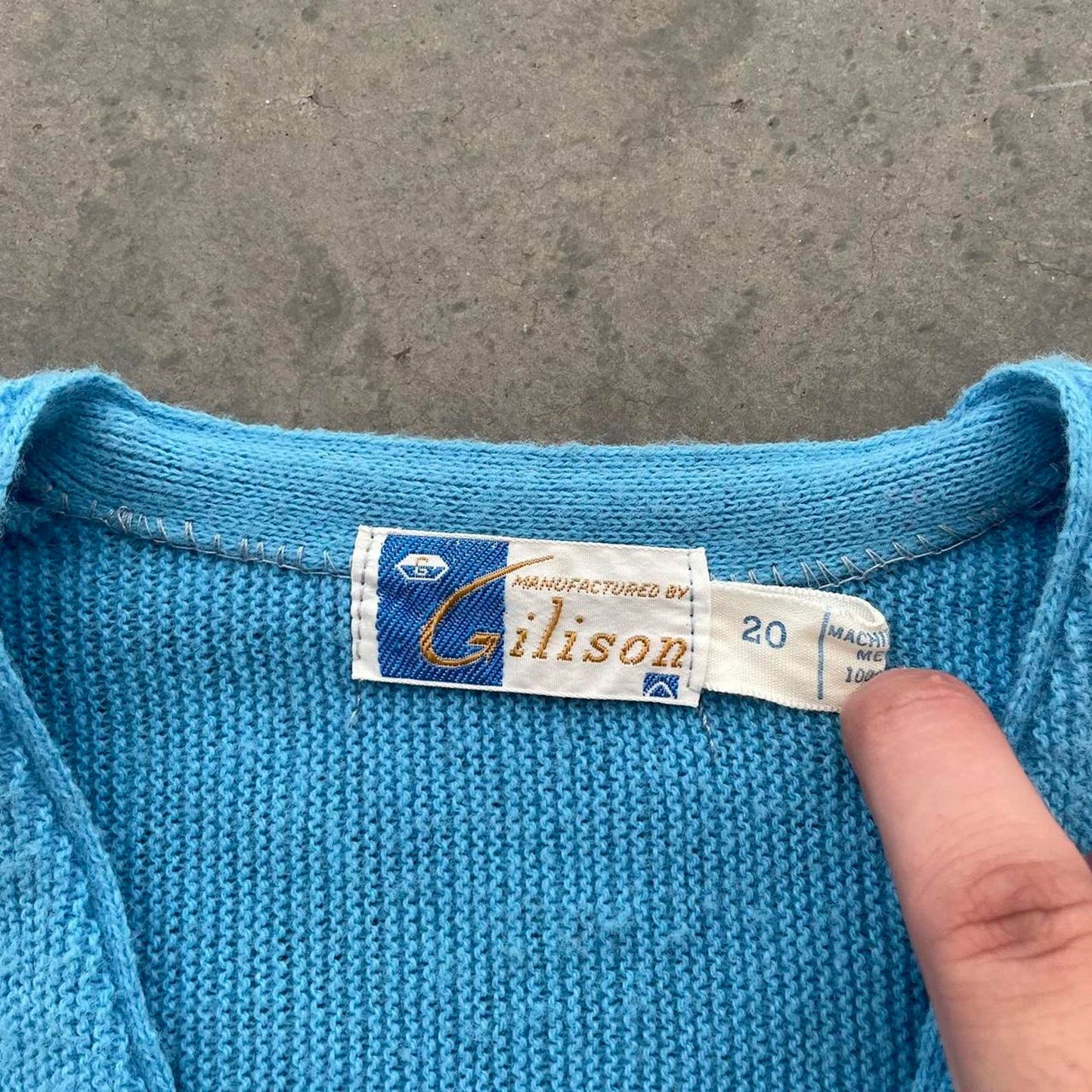 Vintage 80s Light Blue Cardigan Sweater