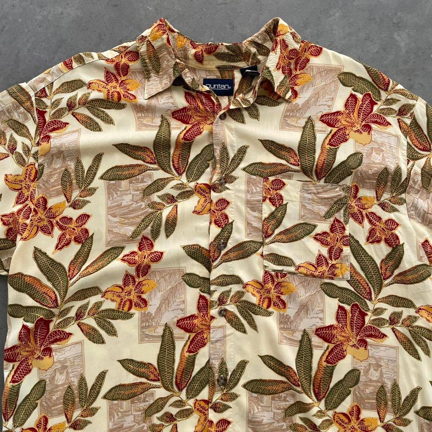 Vintage Cream Floral Hawaiian Shirt