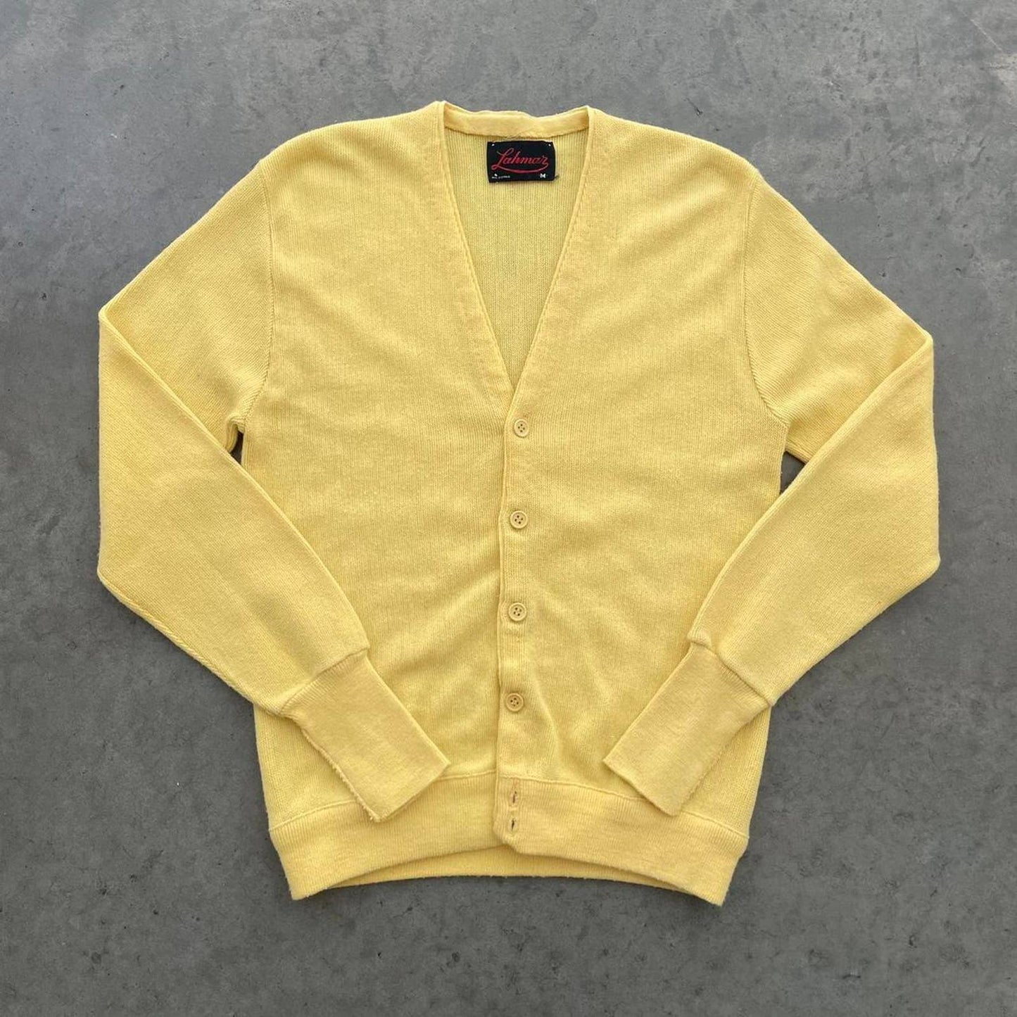 Vintage 80s Pastel Yellow Cardigan Sweater