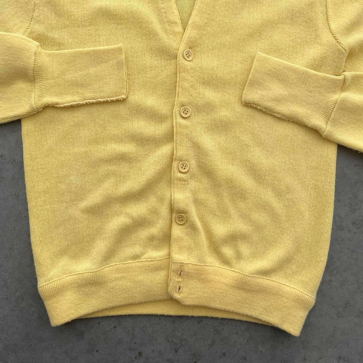 Vintage 80s Pastel Yellow Cardigan Sweater