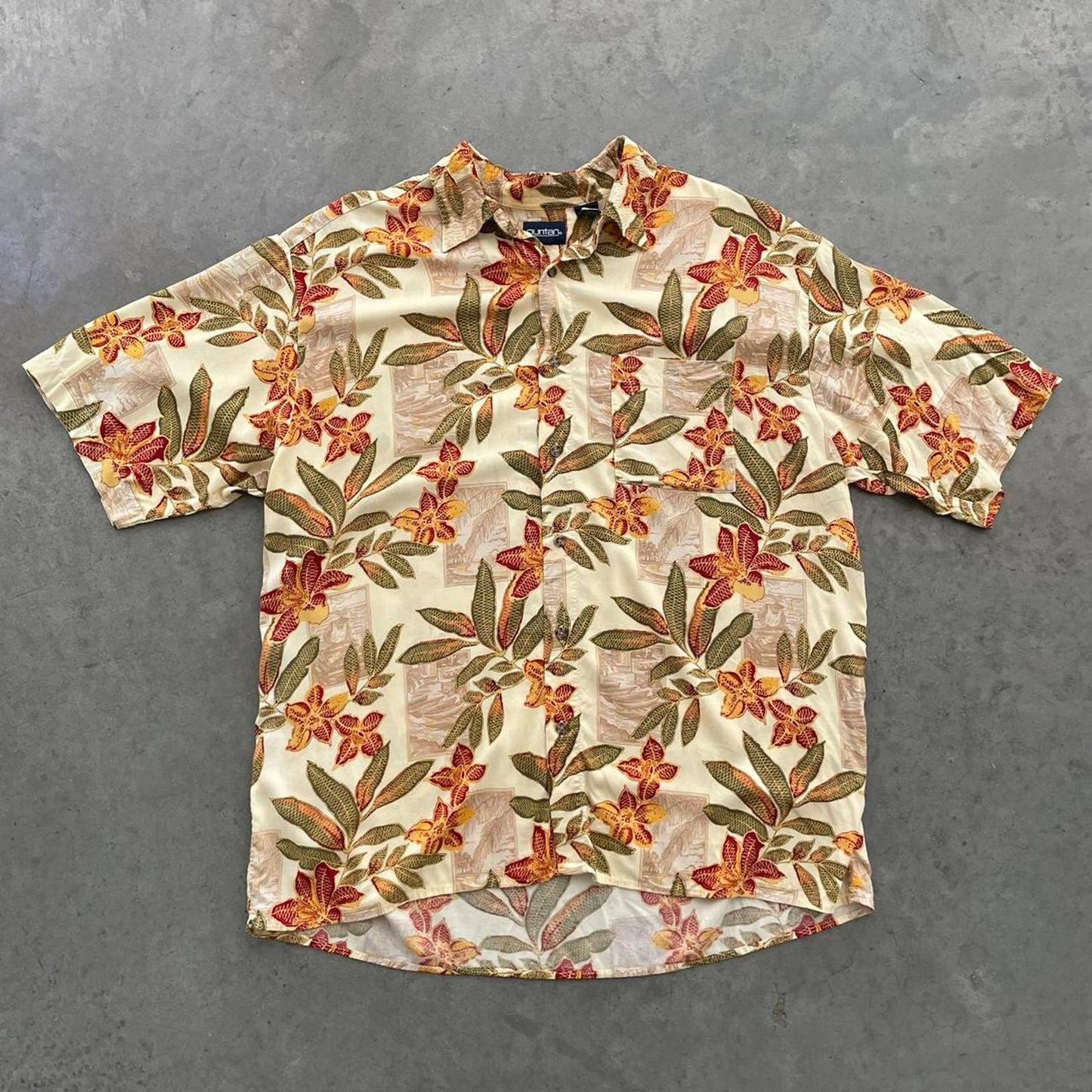 Vintage Cream Floral Hawaiian Shirt